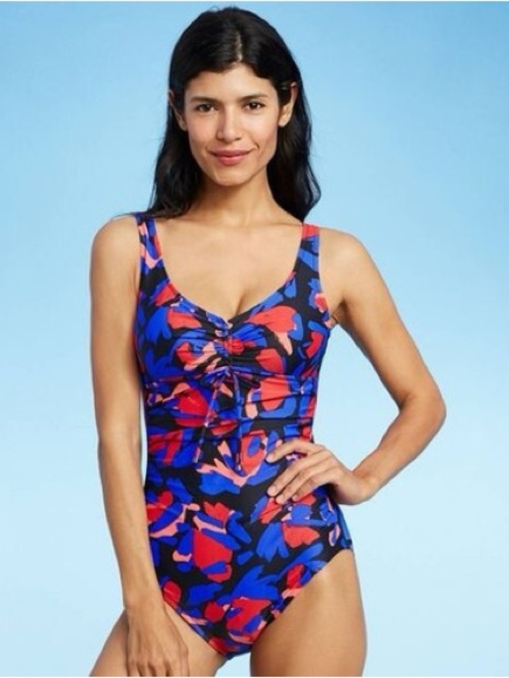 Aqua Green (Target) Bold Abstract Floral One-Piece Swimsuit (XL)
